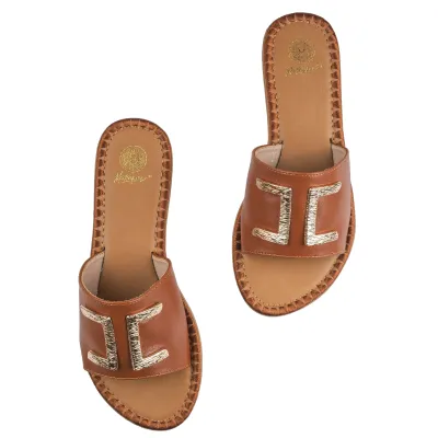 Chloe Flat Sandal-Brown